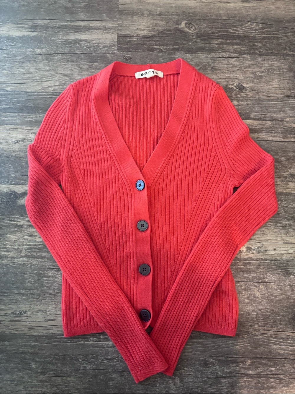 Boden Ribbed Merino V Cardigan - Picture 3 of 5